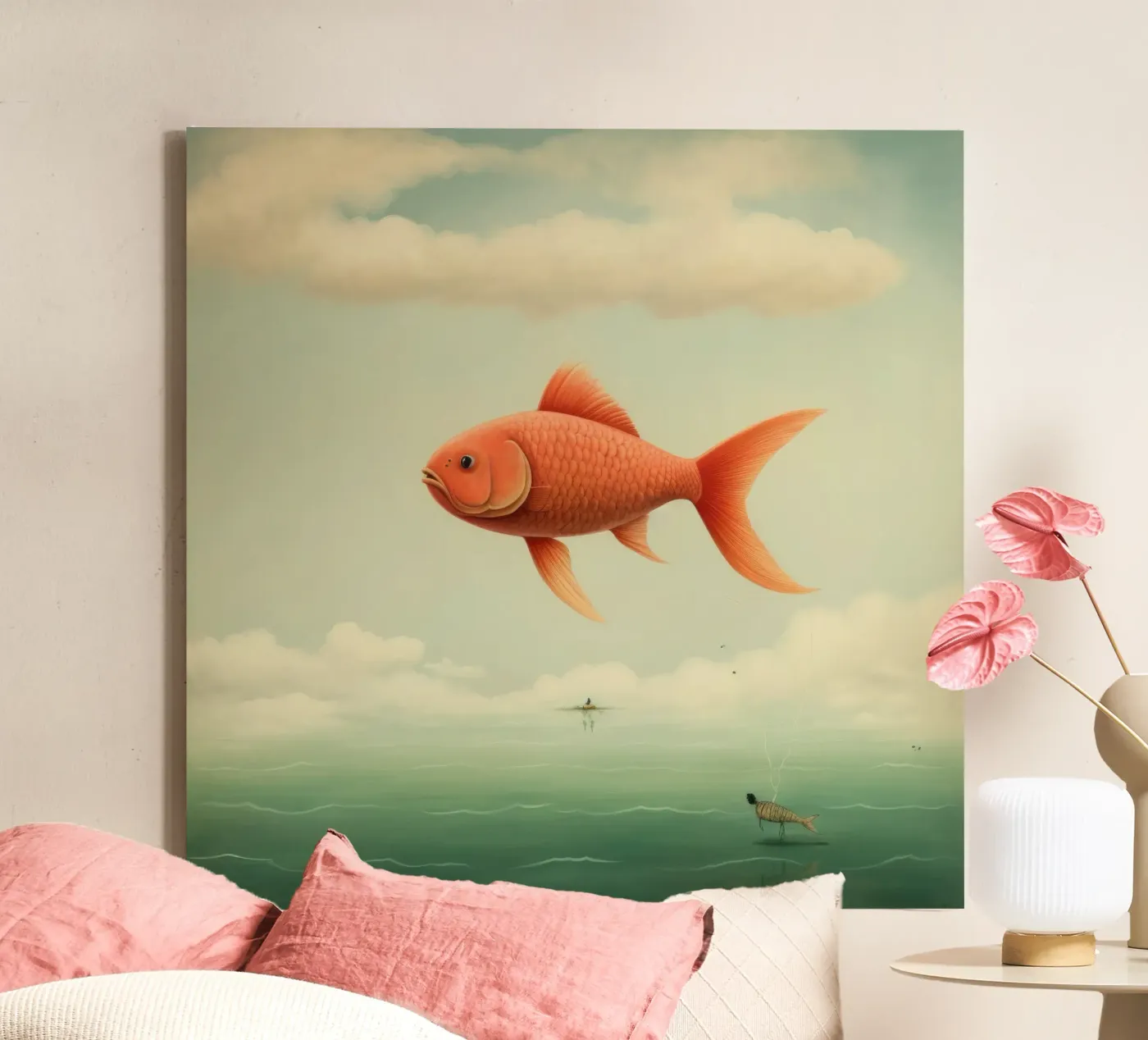 Minimaal Karper canvas van Minimal Animal Art