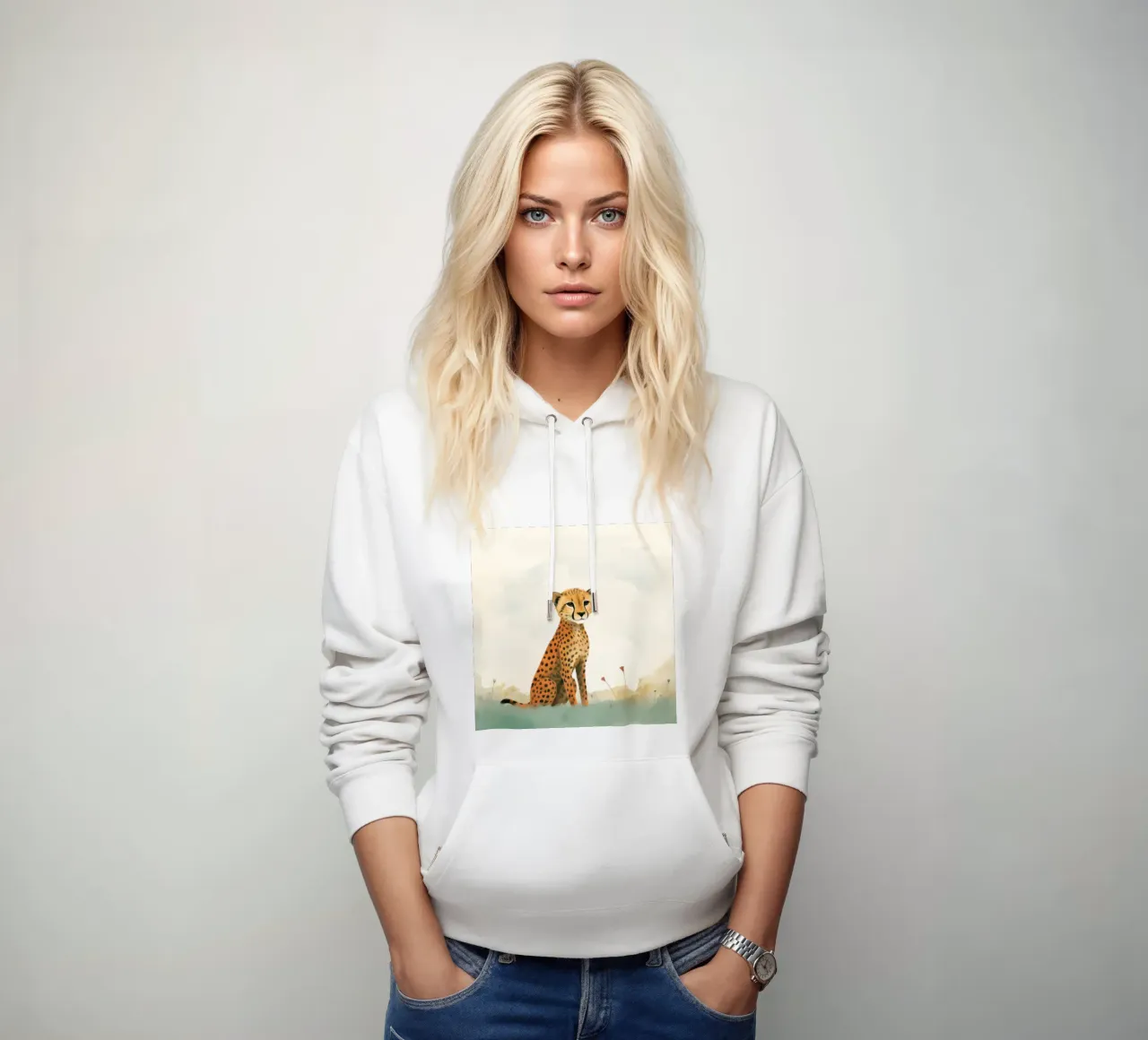 Ghepardo 3 Minimo felpa con cappuccio da Minimal Animal Art