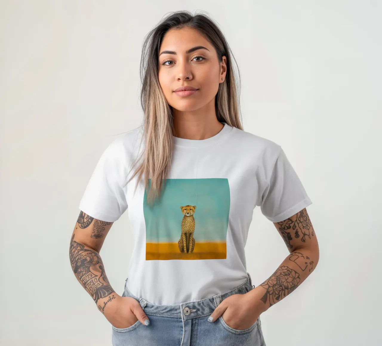 Ghepardo 4 Minimo t-shirt da Minimal Animal Art