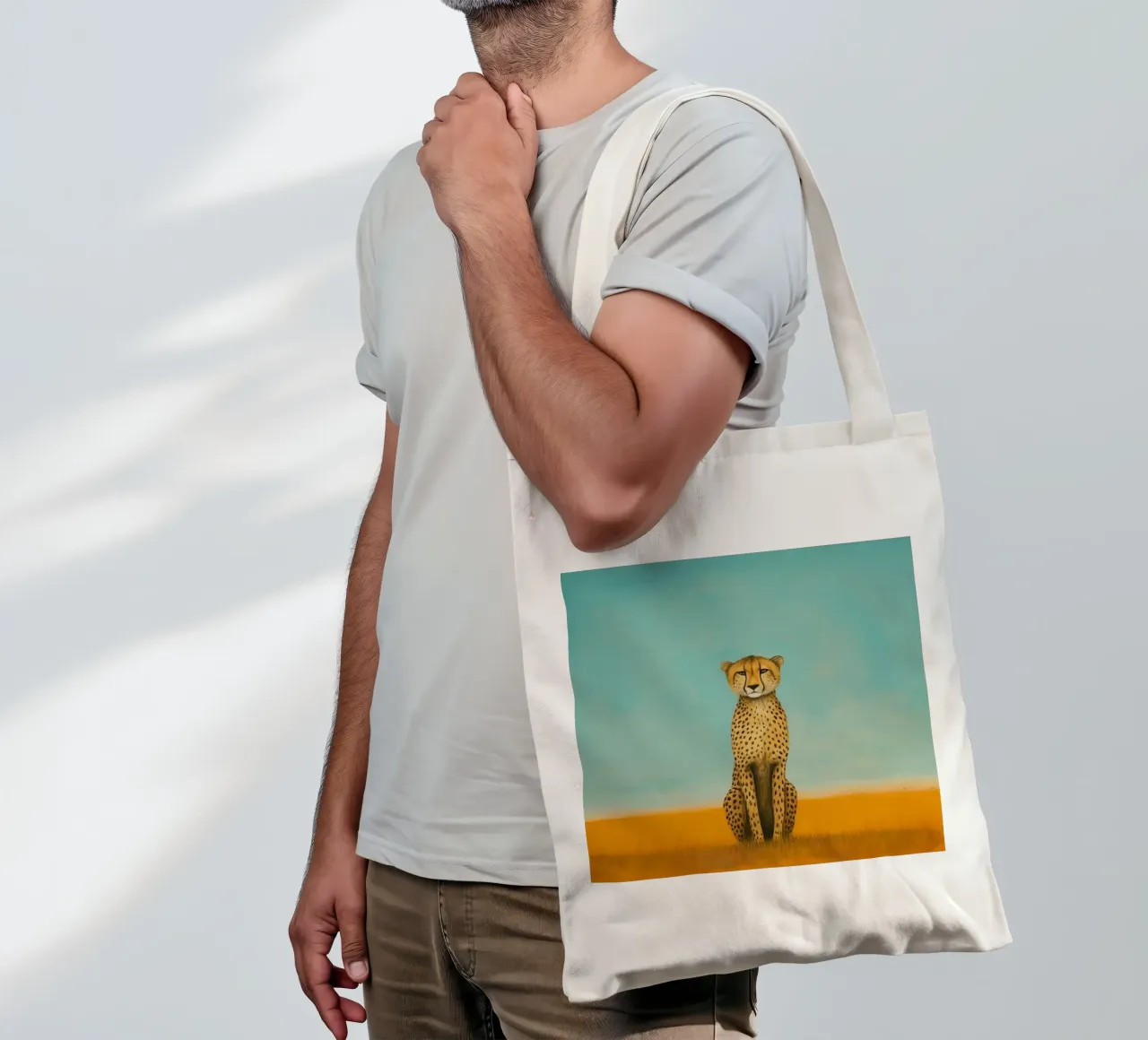 Ghepardo 4 Minimo borsa in juta da Minimal Animal Art