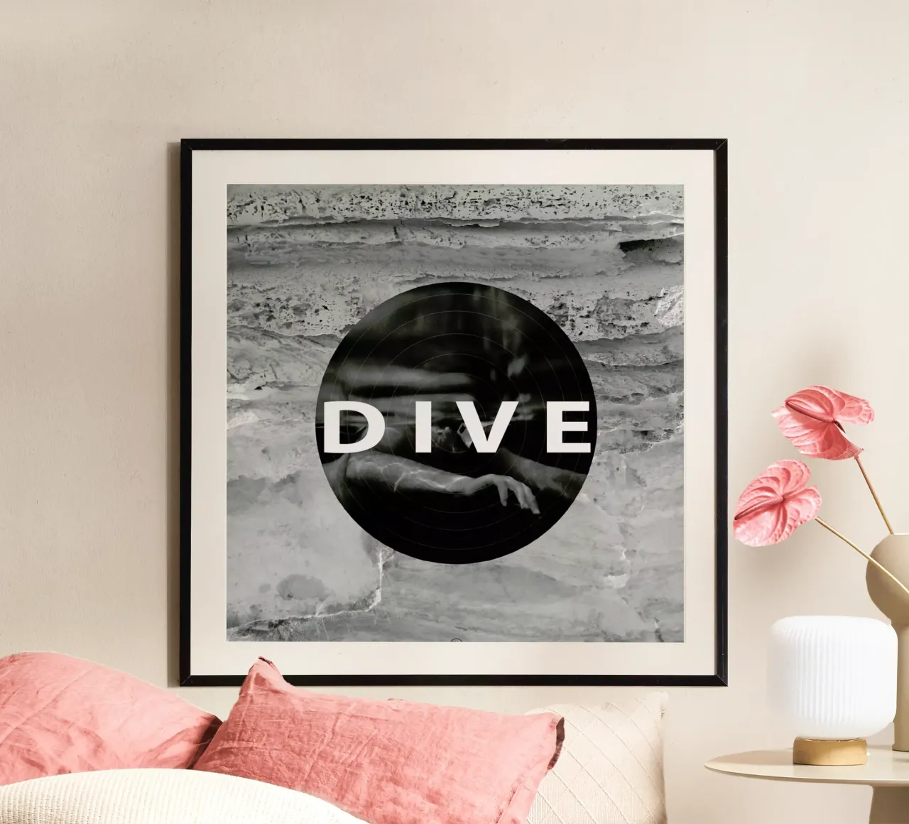 Dive poster con telaio in legno da Nicolas Messaritis
