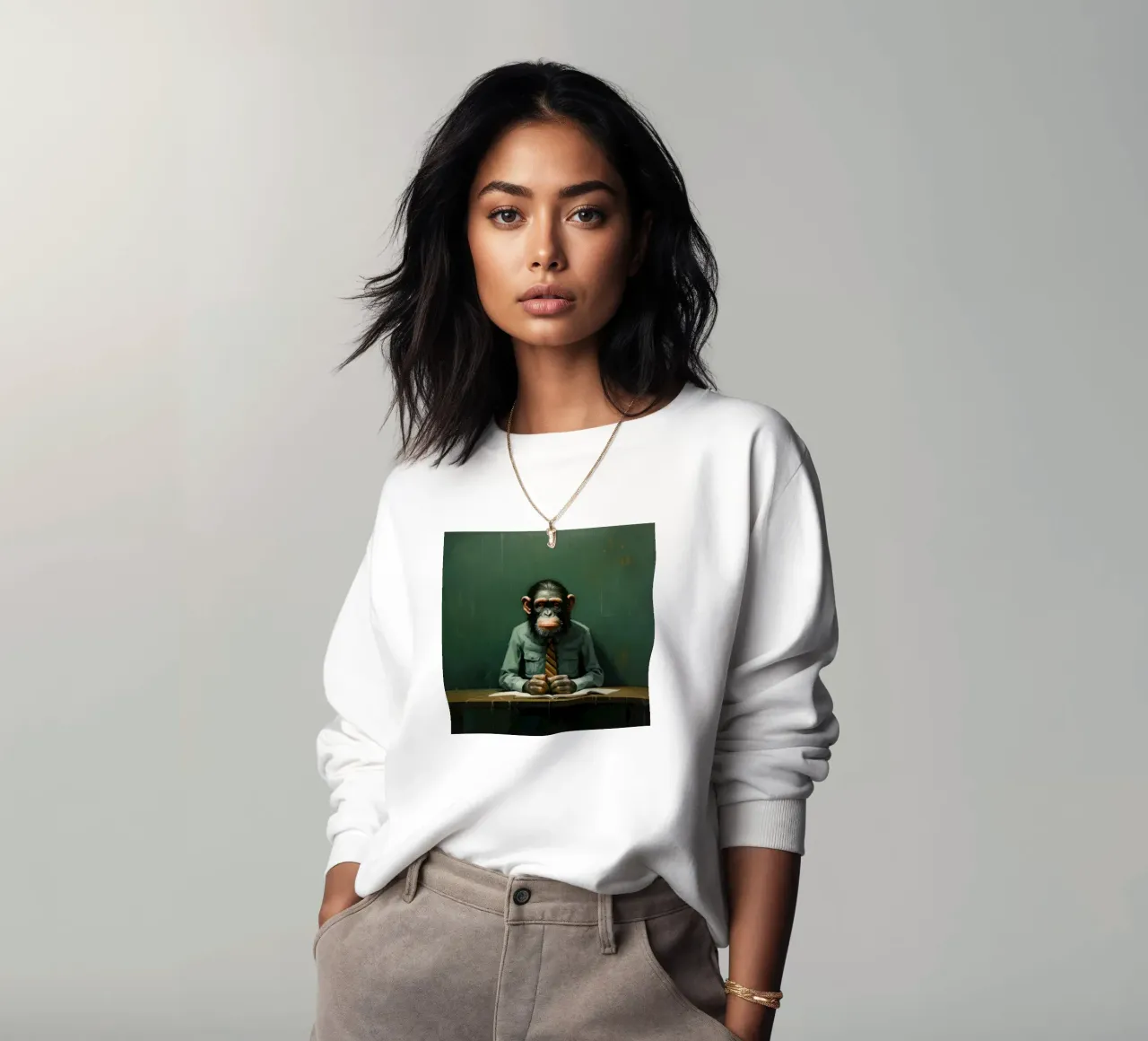Minimal Schimpanse 2 Sweatshirt von Minimal Animal Art