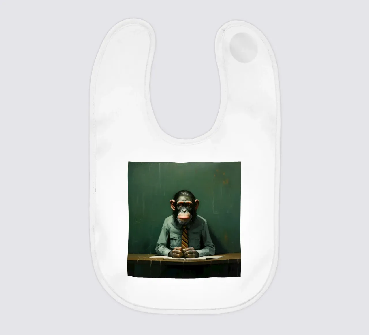 Minimale chimpansee 2 baby slabbetje van Minimal Animal Art