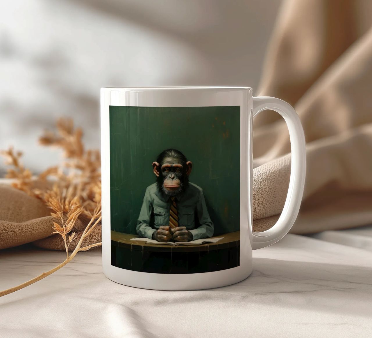 Scimpanzé minimo 2 tazza in ceramica da Minimal Animal Art