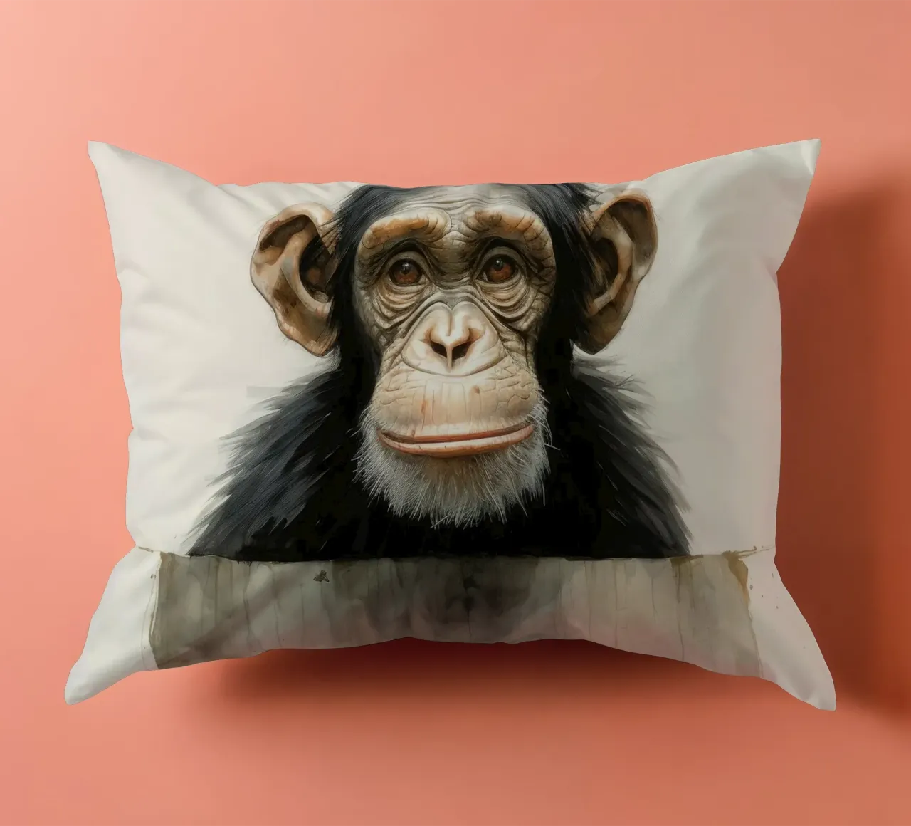 Minimal Chimpanzee 3 decorative cushion by Minimal Animal Art