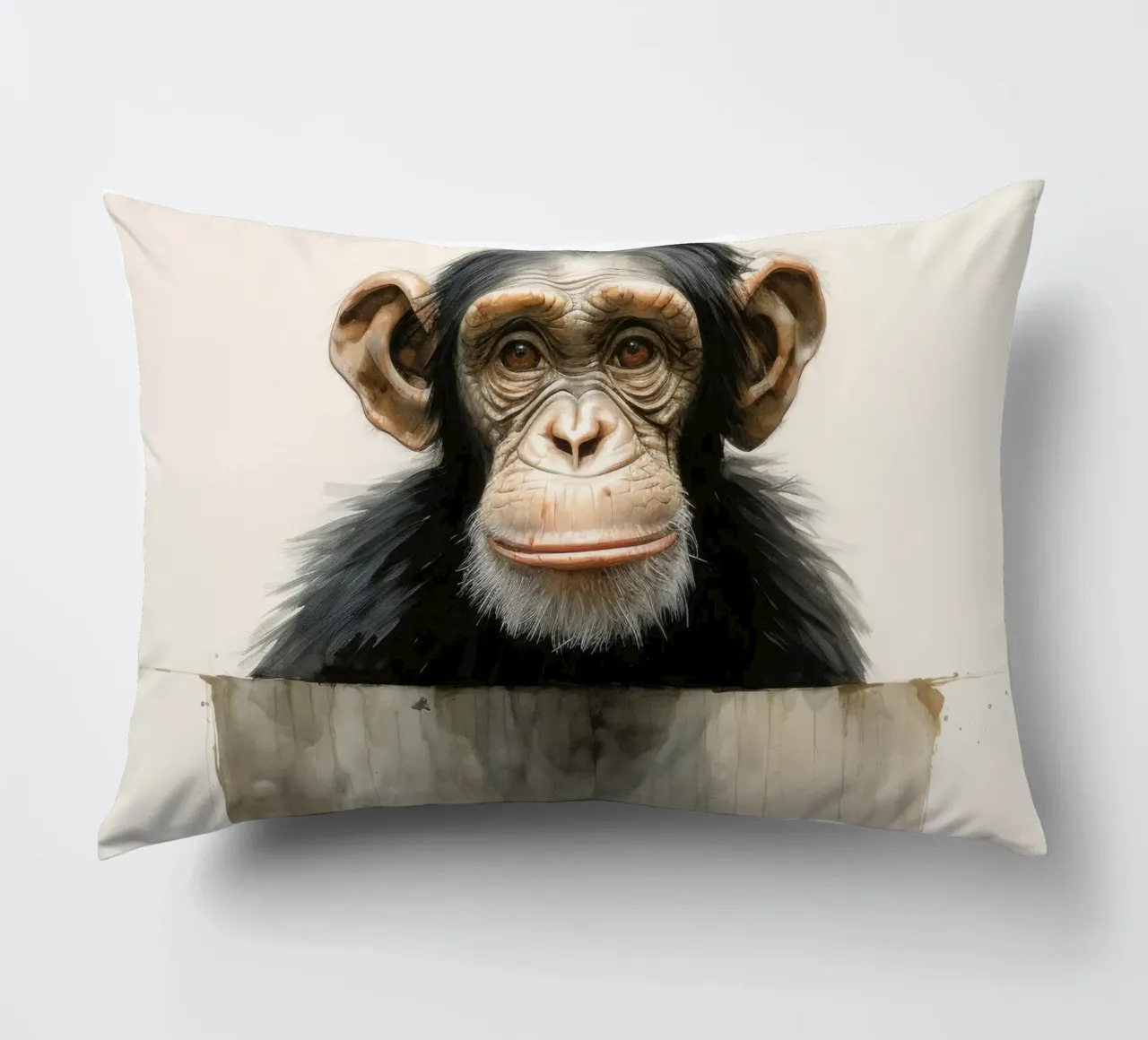 Minimal Chimpanzee 3 decorative cushion by Minimal Animal Art