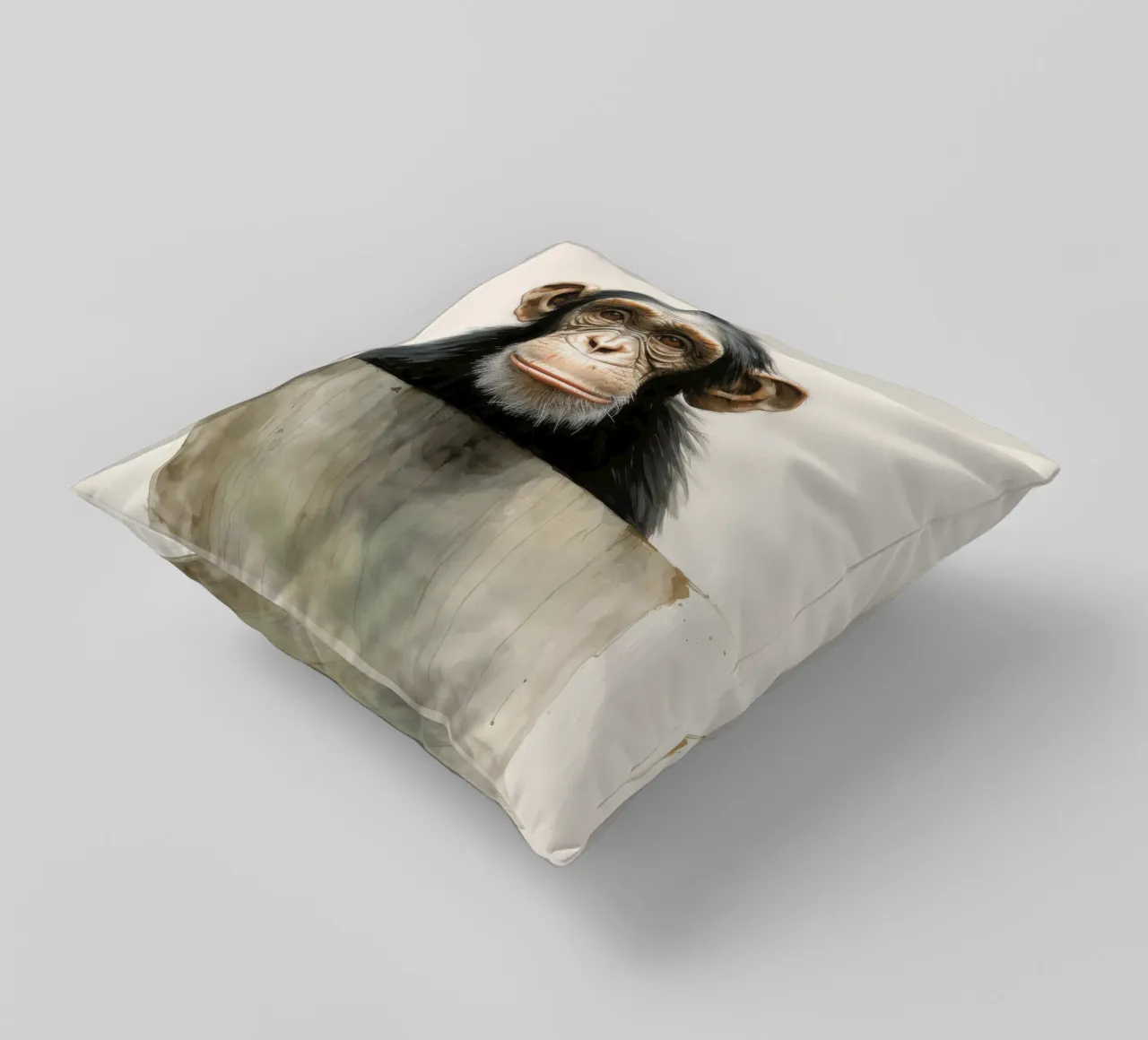 Minimal Chimpanzee 3 decorative cushion by Minimal Animal Art
