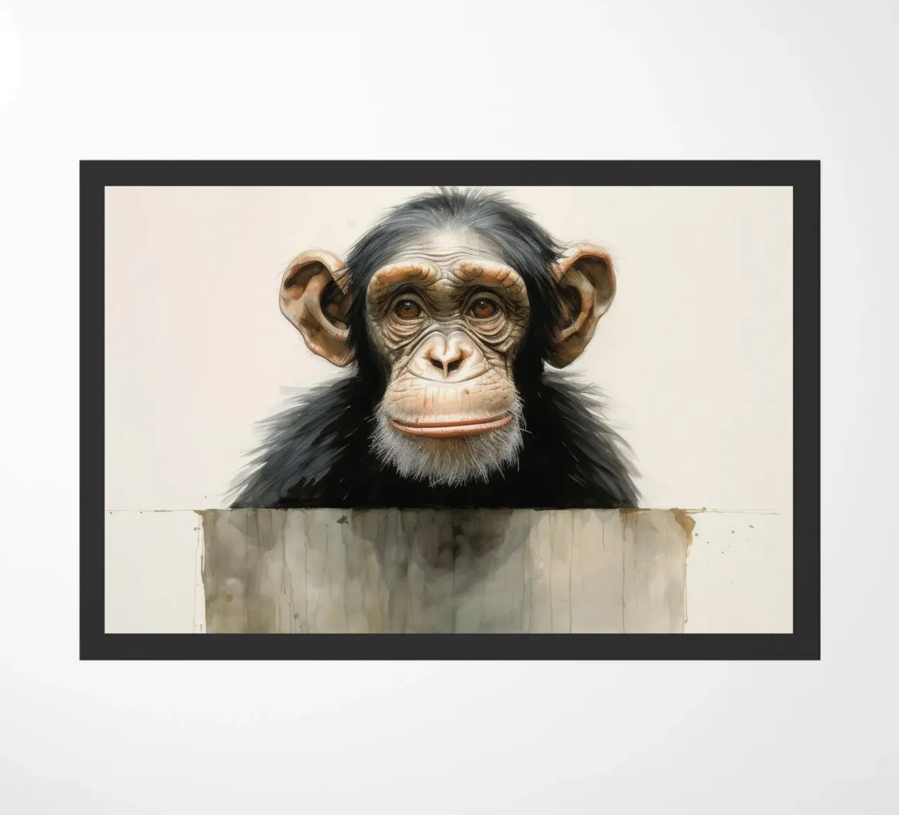 Minimale chimpansee 3 deurmat van Minimal Animal Art
