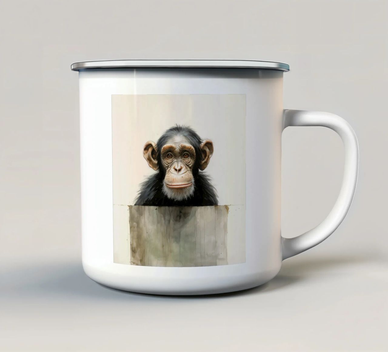 Scimpanzé minimo 3 tazza in smalto da Minimal Animal Art