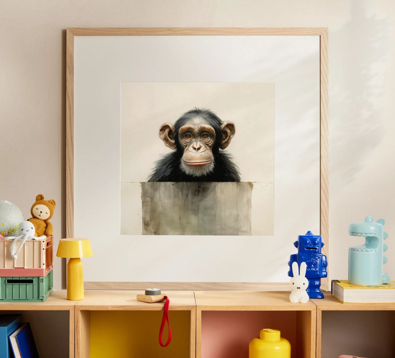 Scimpanzé minimo 3 carta hahnemühle da Minimal Animal Art