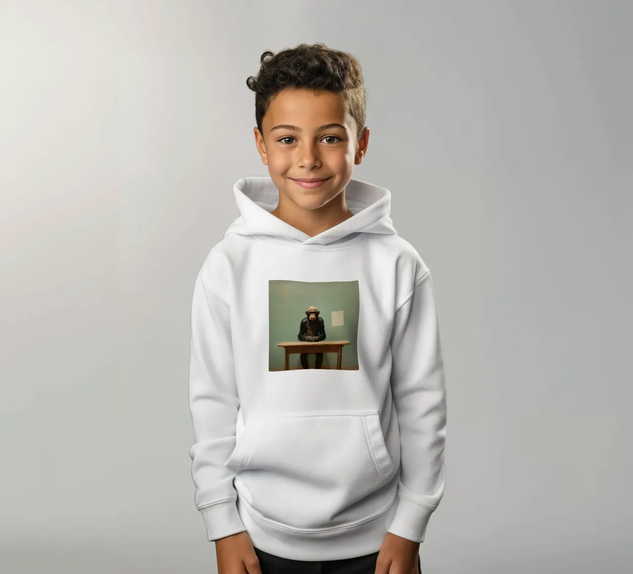 Scimpanzé minimo 4 felpa bambino con cappuccio da Minimal Animal Art