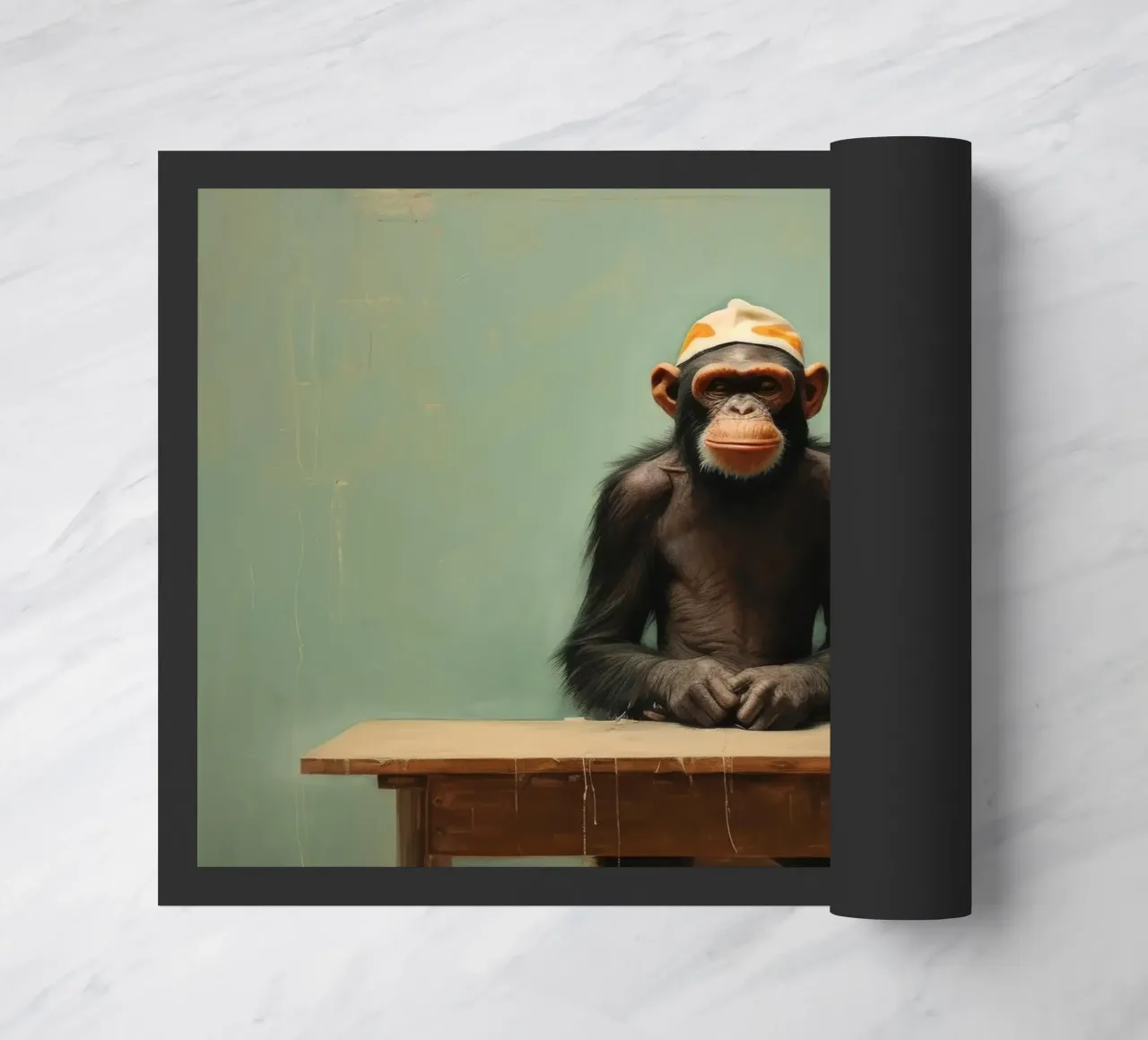 Minimale chimpansee 4 deurmat van Minimal Animal Art