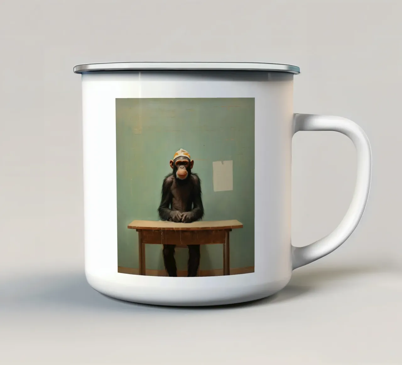 Minimal Schimpanse 4 Emaille Tasse von Minimal Animal Art