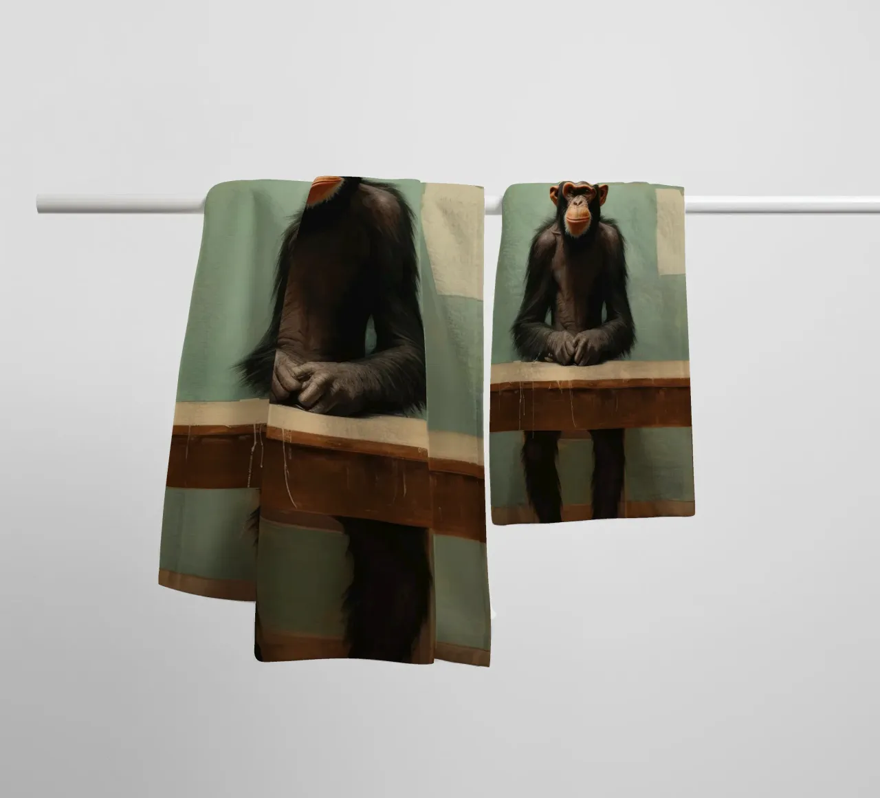 Scimpanzé minimo 4 asciugamano da bagno da Minimal Animal Art