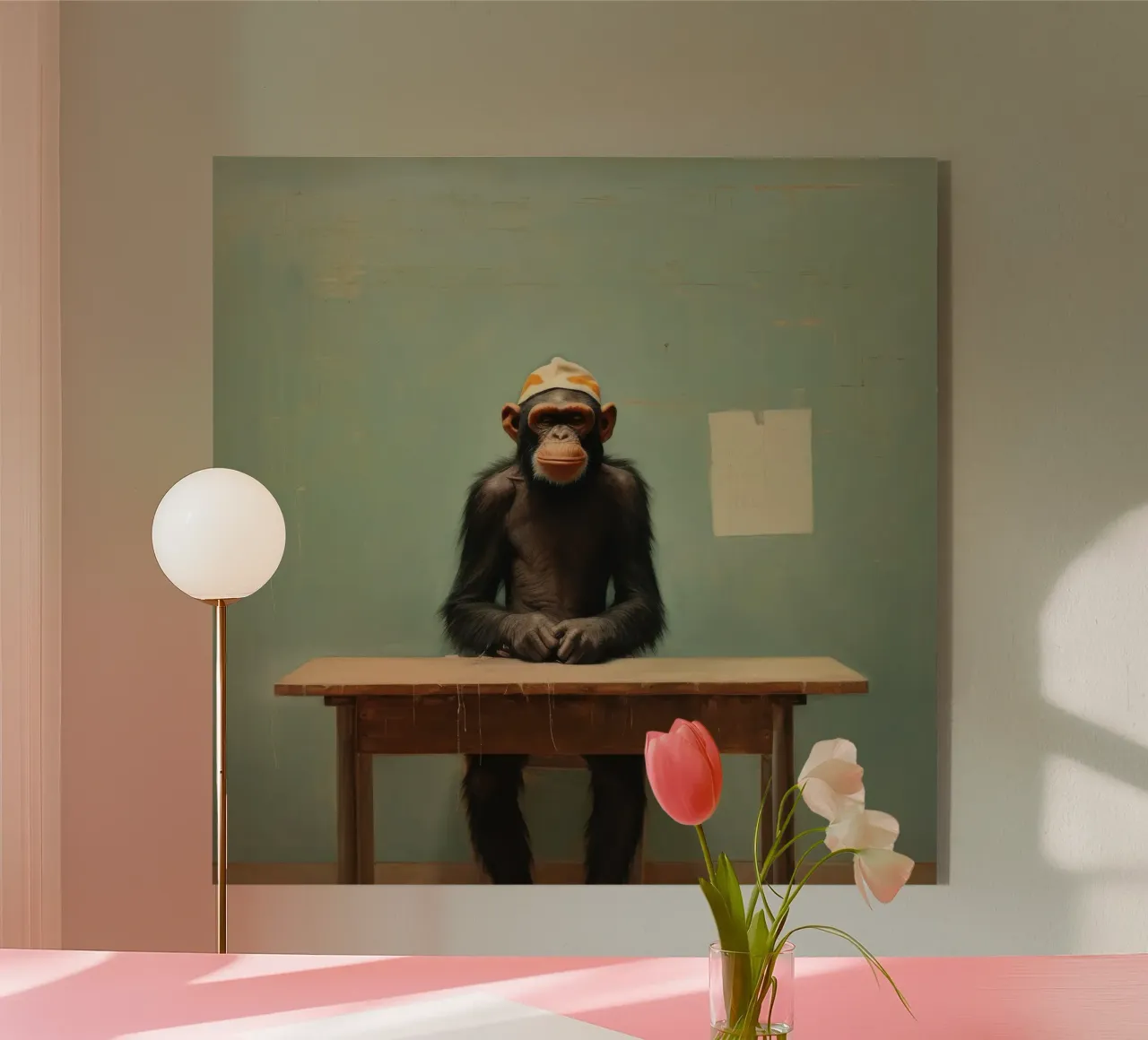 Minimal Chimpanzee 4 acrylic glass by Minimal Animal Art