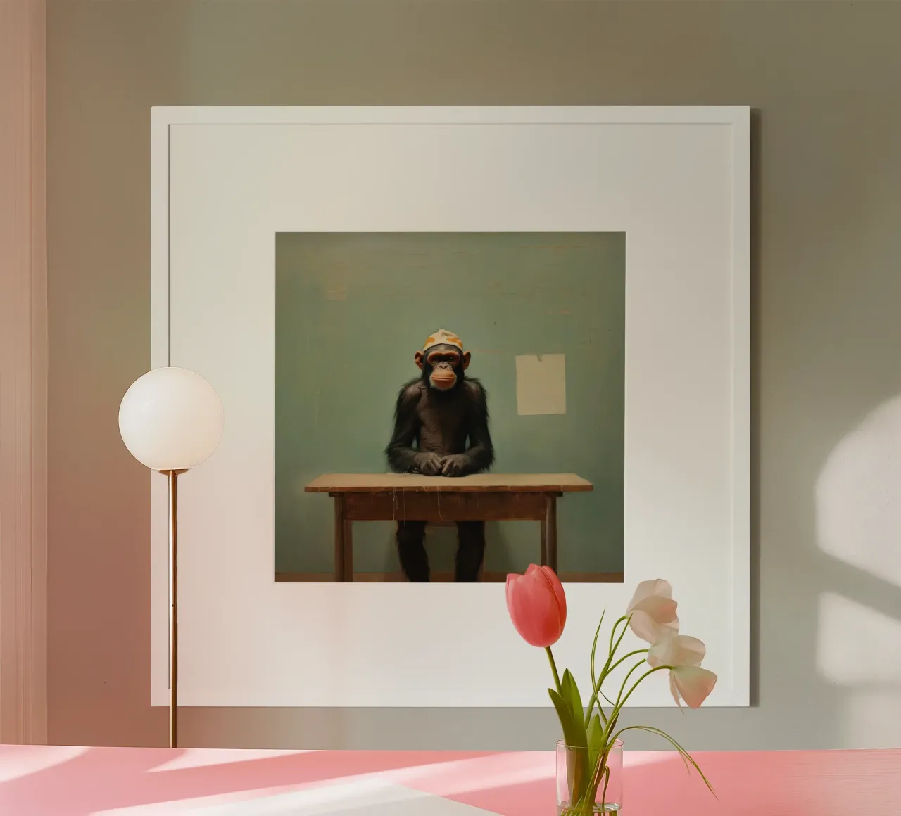 Scimpanzé minimo 4 carta hahnemühle da Minimal Animal Art