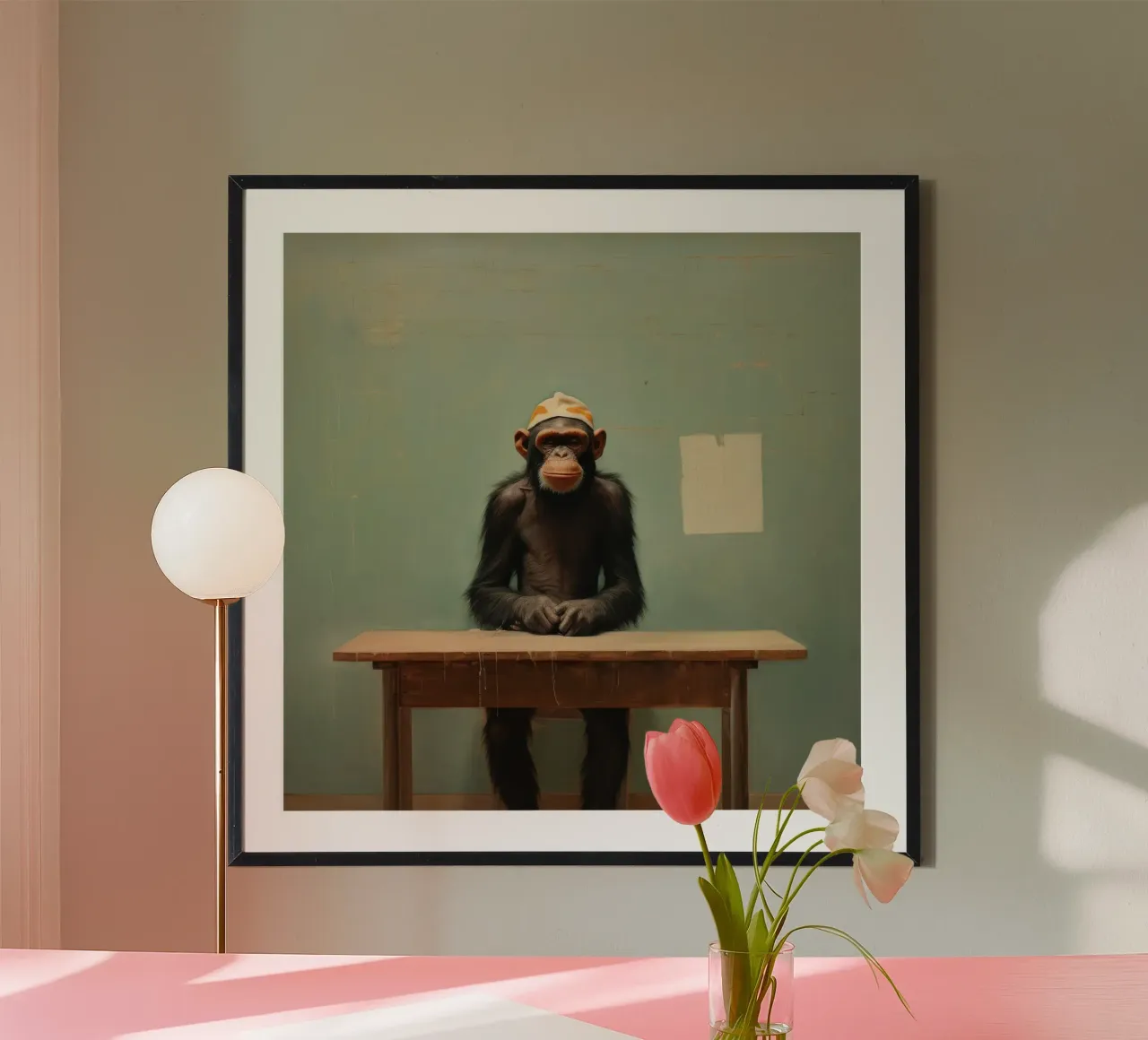 Scimpanzé minimo 4 carta hahnemühle da Minimal Animal Art