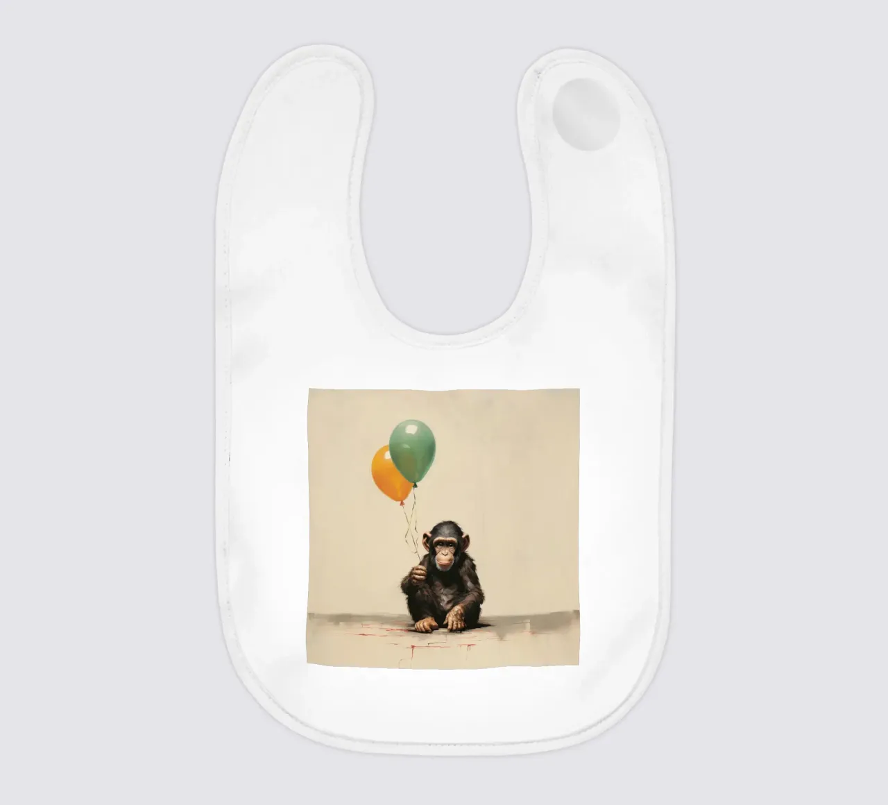 Minimale chimpansee 1 baby slabbetje van Minimal Animal Art