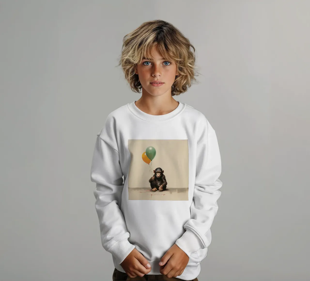 Scimpanzé minimo 1 felpa bambino da Minimal Animal Art