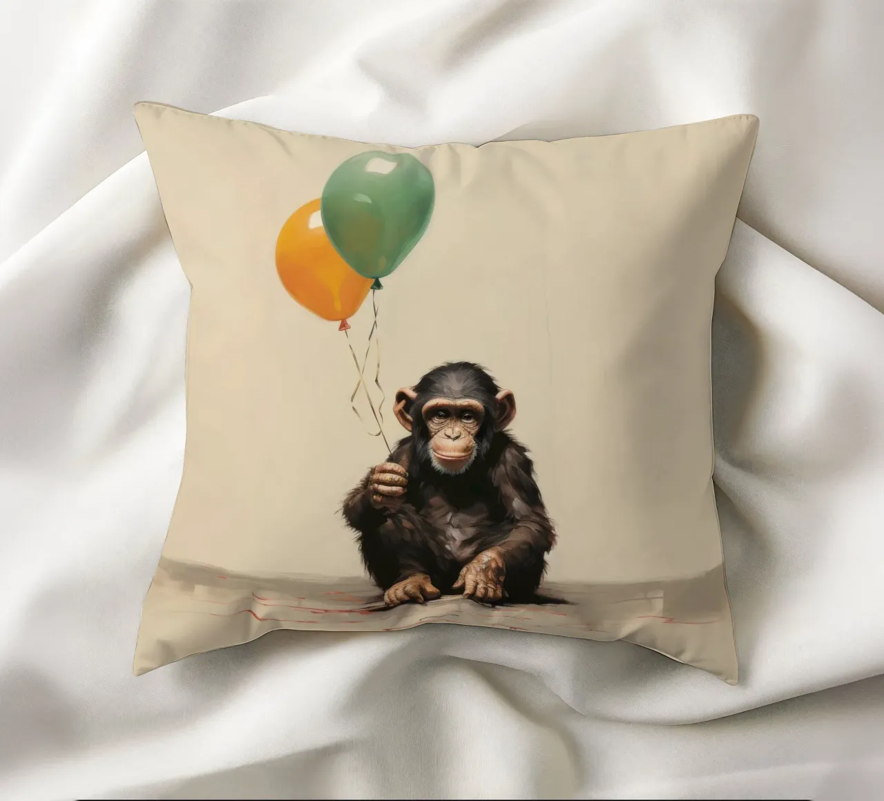 Minimal Chimpanzee 1 decorative cushion by Minimal Animal Art
