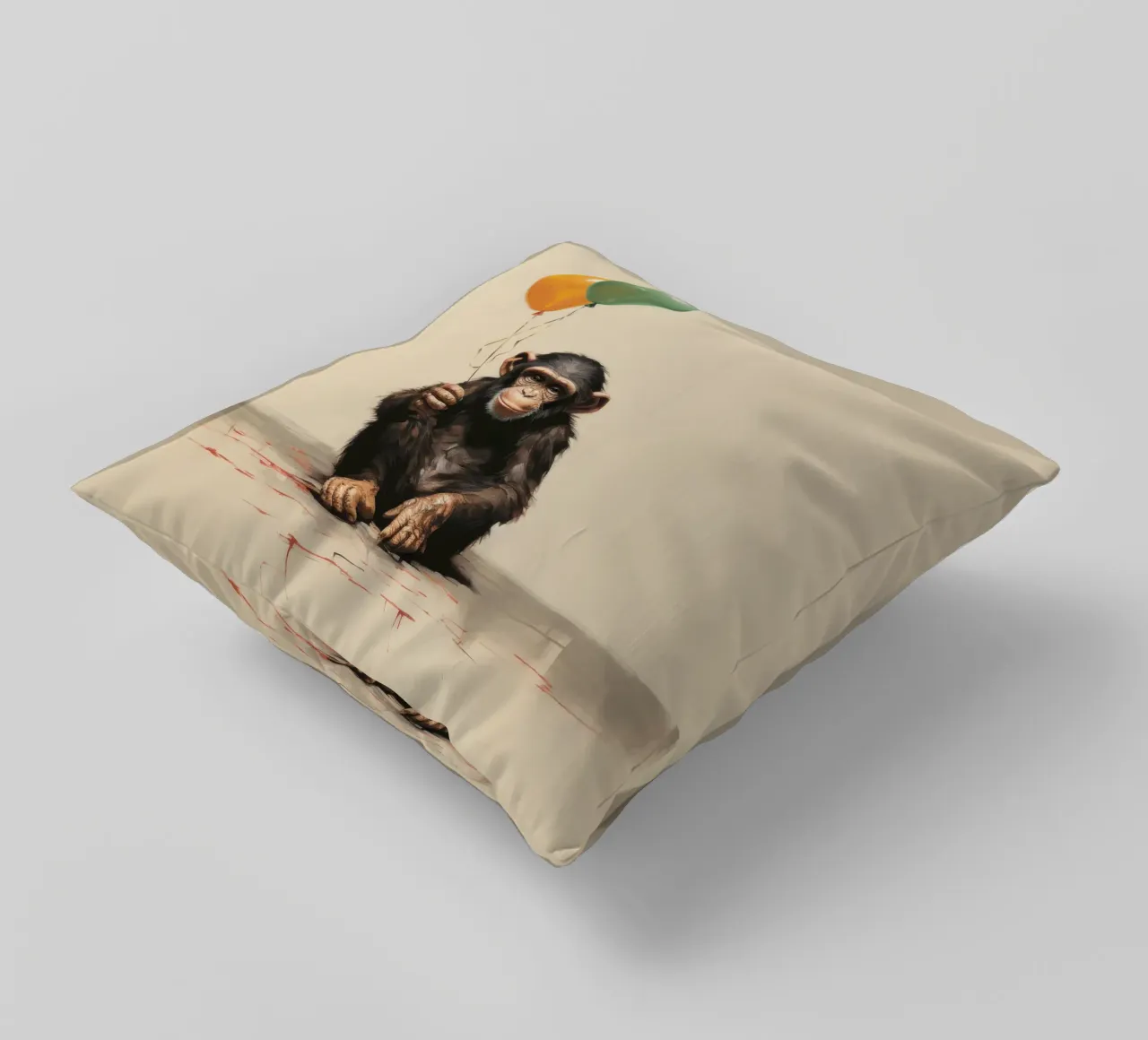 Minimal Chimpanzee 1 decorative cushion by Minimal Animal Art