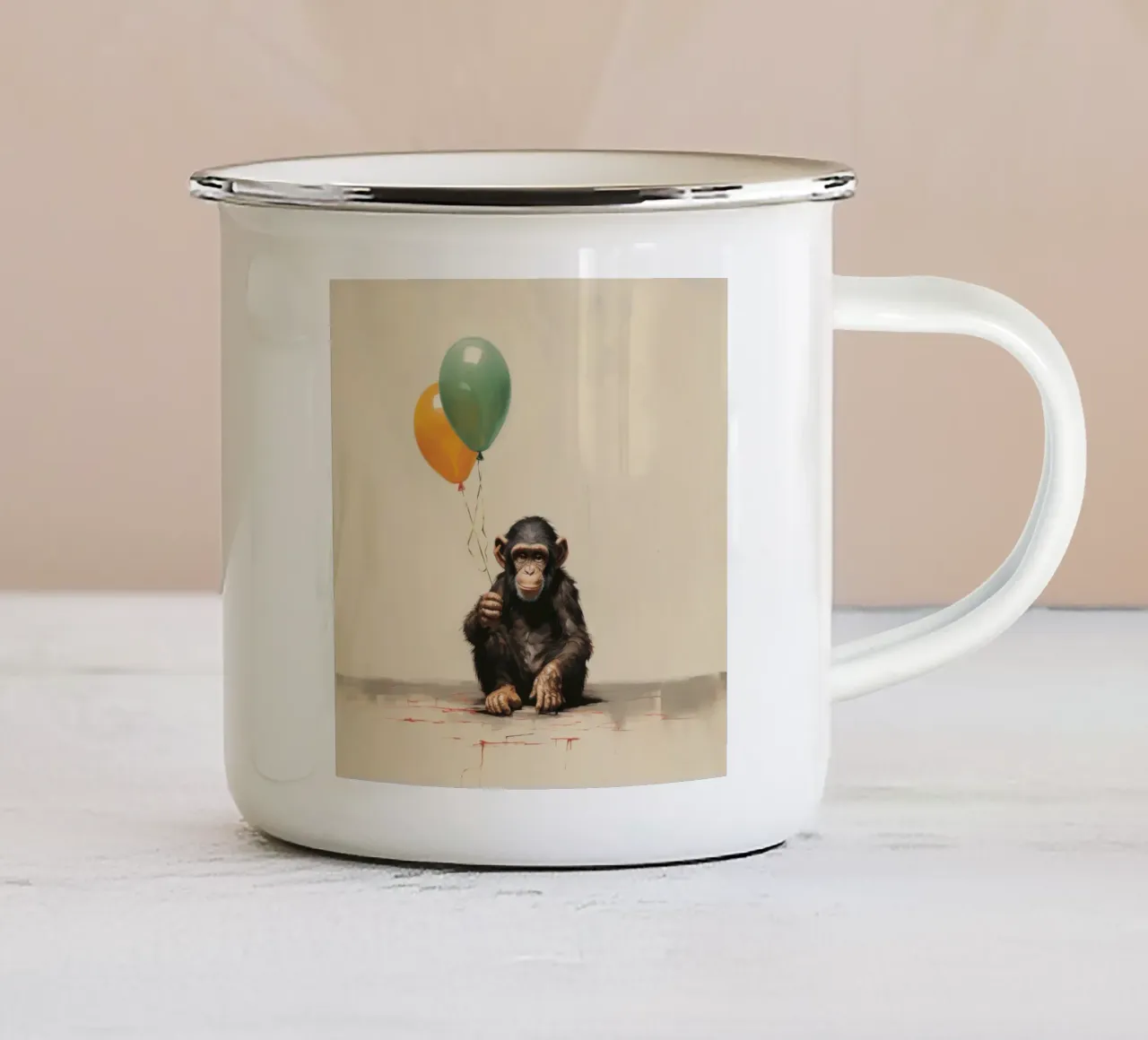 Chimpanzé minimal 1 mug en émail de Minimal Animal Art