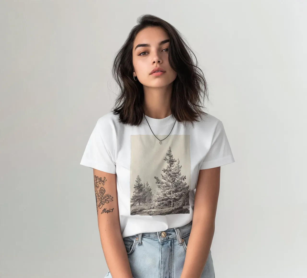 Tree Sketch - Hemlock forest t-shirt da apoloprints