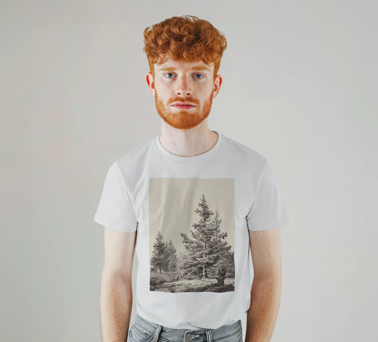 Tree Sketch - Hemlock forest t-shirt da apoloprints