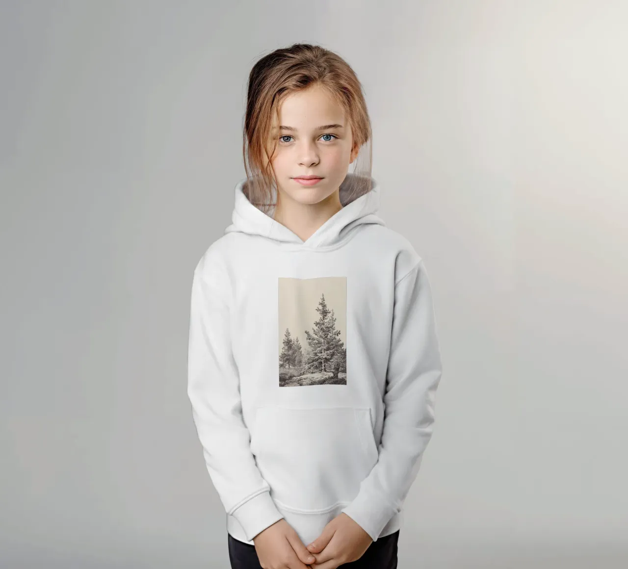 Tree Sketch - Hemlock forest felpa bambino con cappuccio da apoloprints