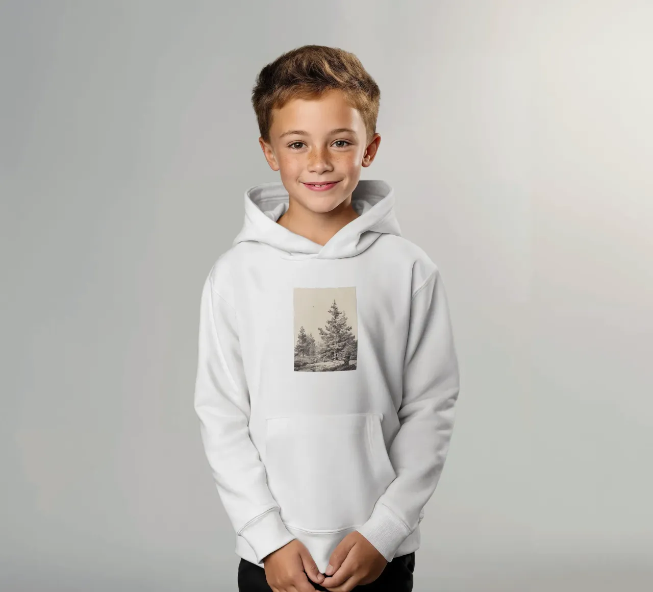 Tree Sketch - Hemlock forest felpa bambino con cappuccio da apoloprints