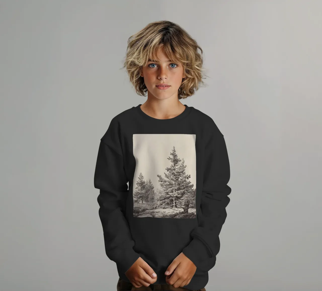 Tree Sketch - Hemlock forest felpa bambino da apoloprints