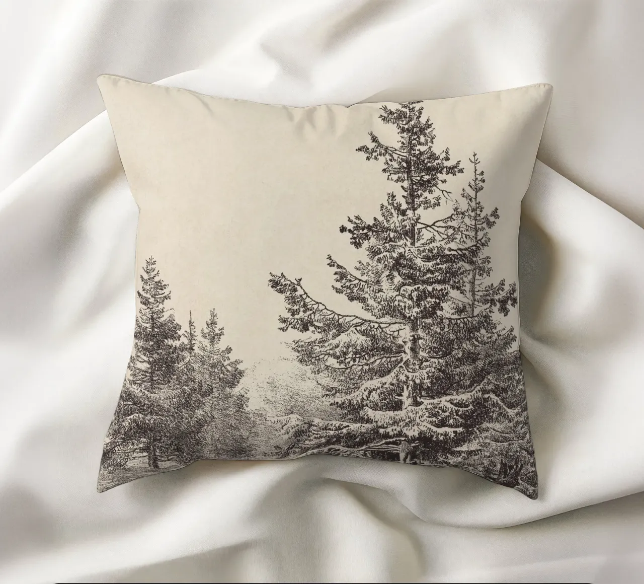 Tree Sketch - Hemlock forest cuscino da apoloprints