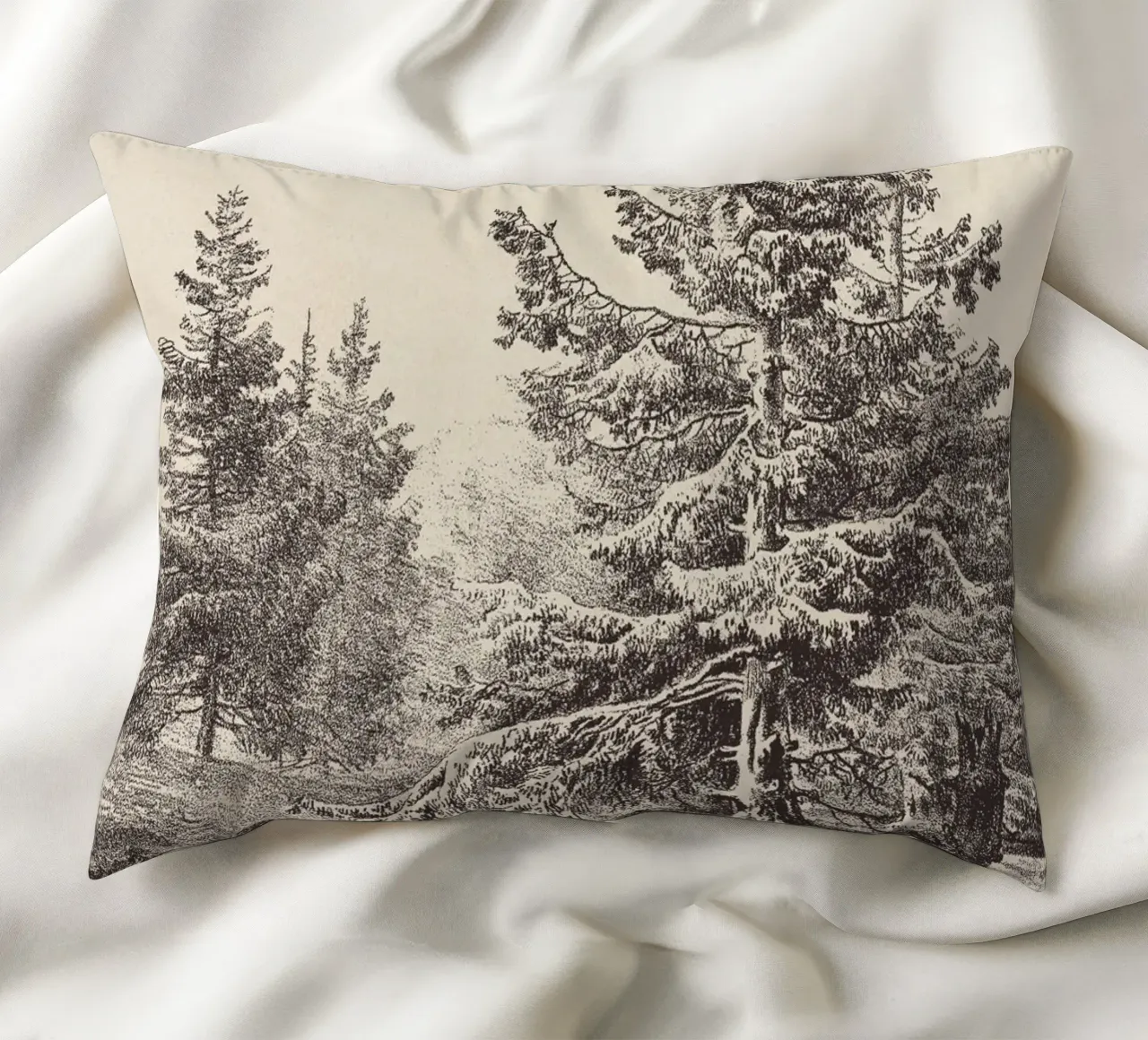Tree Sketch - Hemlock forest cuscino da apoloprints