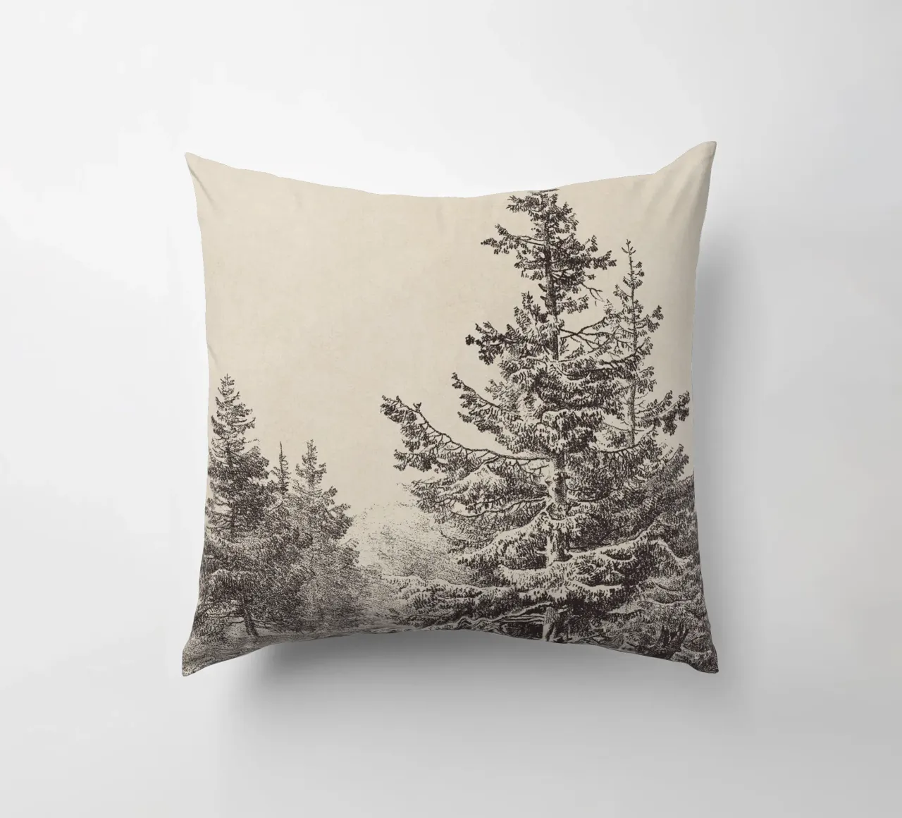 Tree Sketch - Hemlock forest cuscino da apoloprints