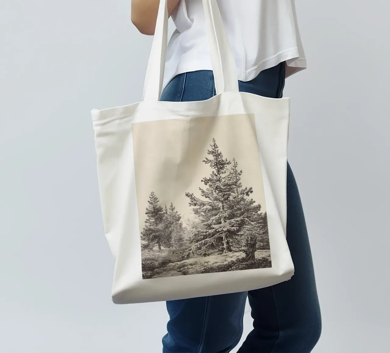 Tree Sketch - Hemlock forest borsa in juta da apoloprints
