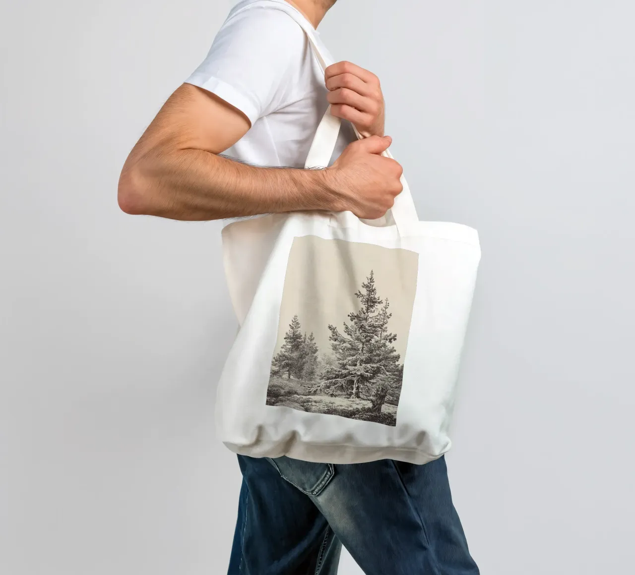 Tree Sketch - Hemlock forest borsa in juta da apoloprints