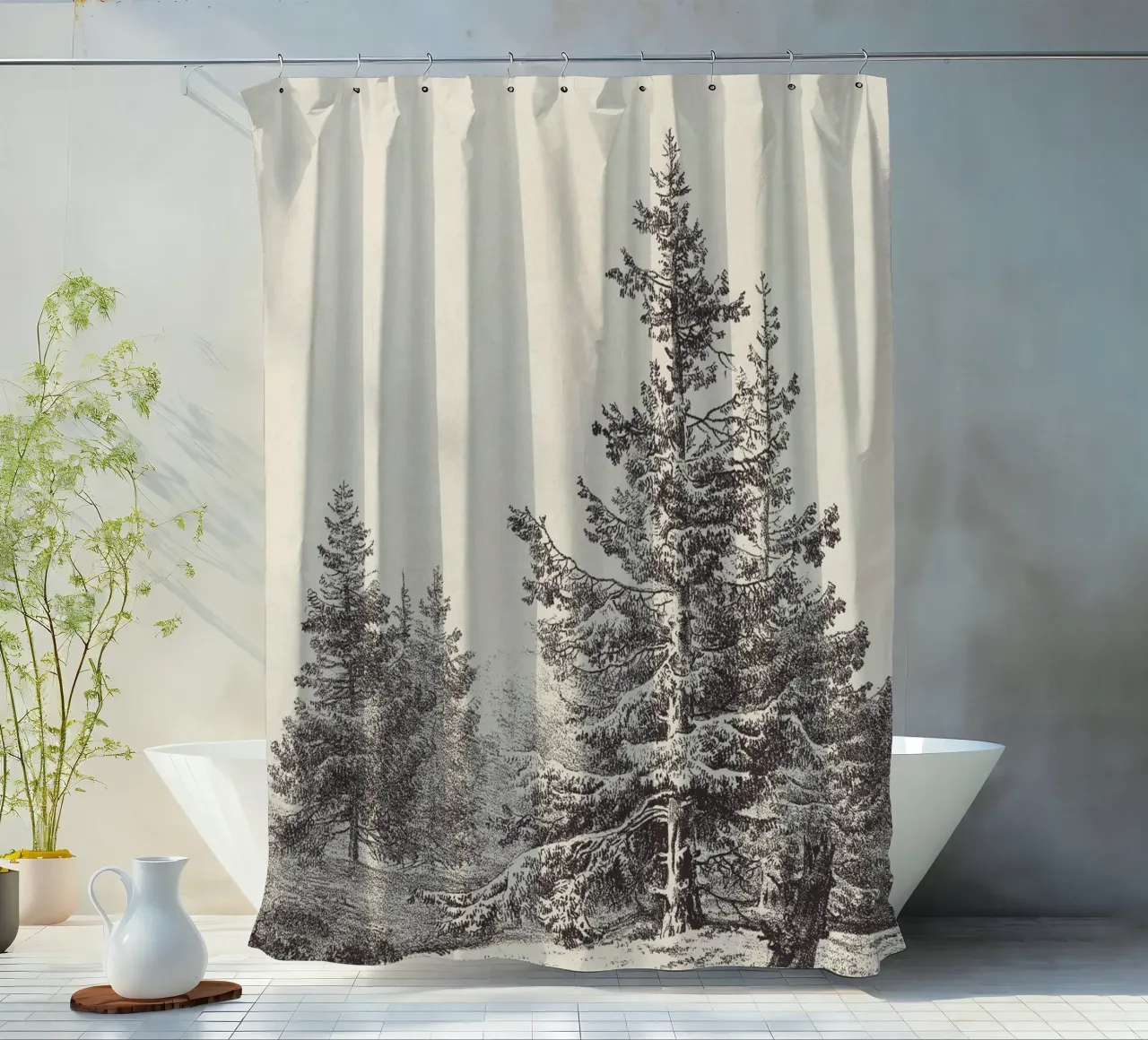 Tree Sketch - Hemlock forest tenda da doccia da apoloprints