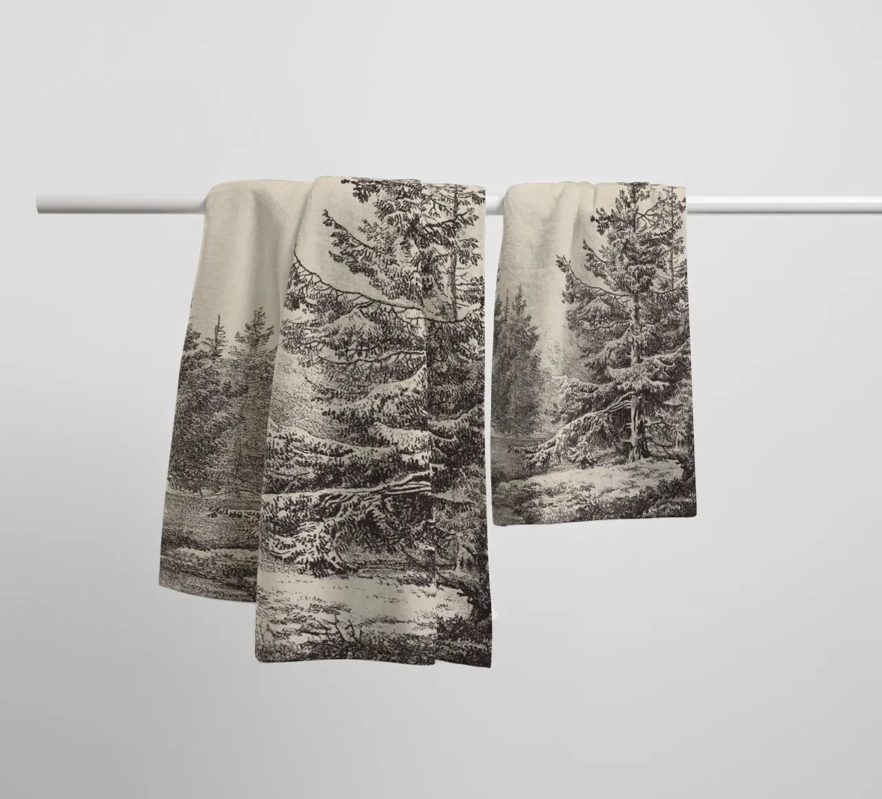 Tree Sketch - Hemlock forest serviette de bain de apoloprints