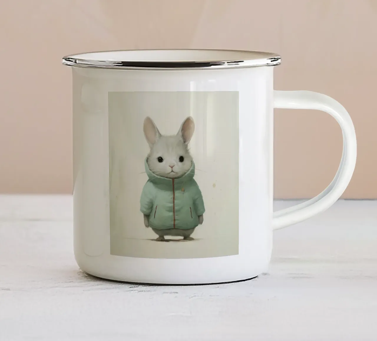 Minimal Chinchilla 2 enamel mug by Minimal Animal Art