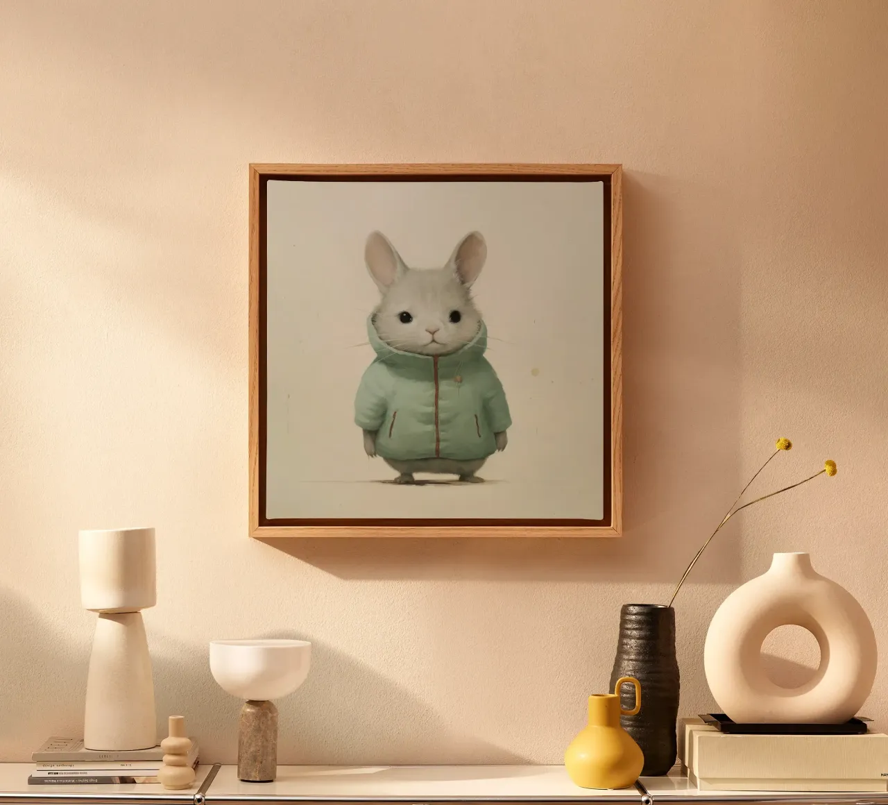 Cincillà minimo 2 tela con Cornice a cassetta da Minimal Animal Art