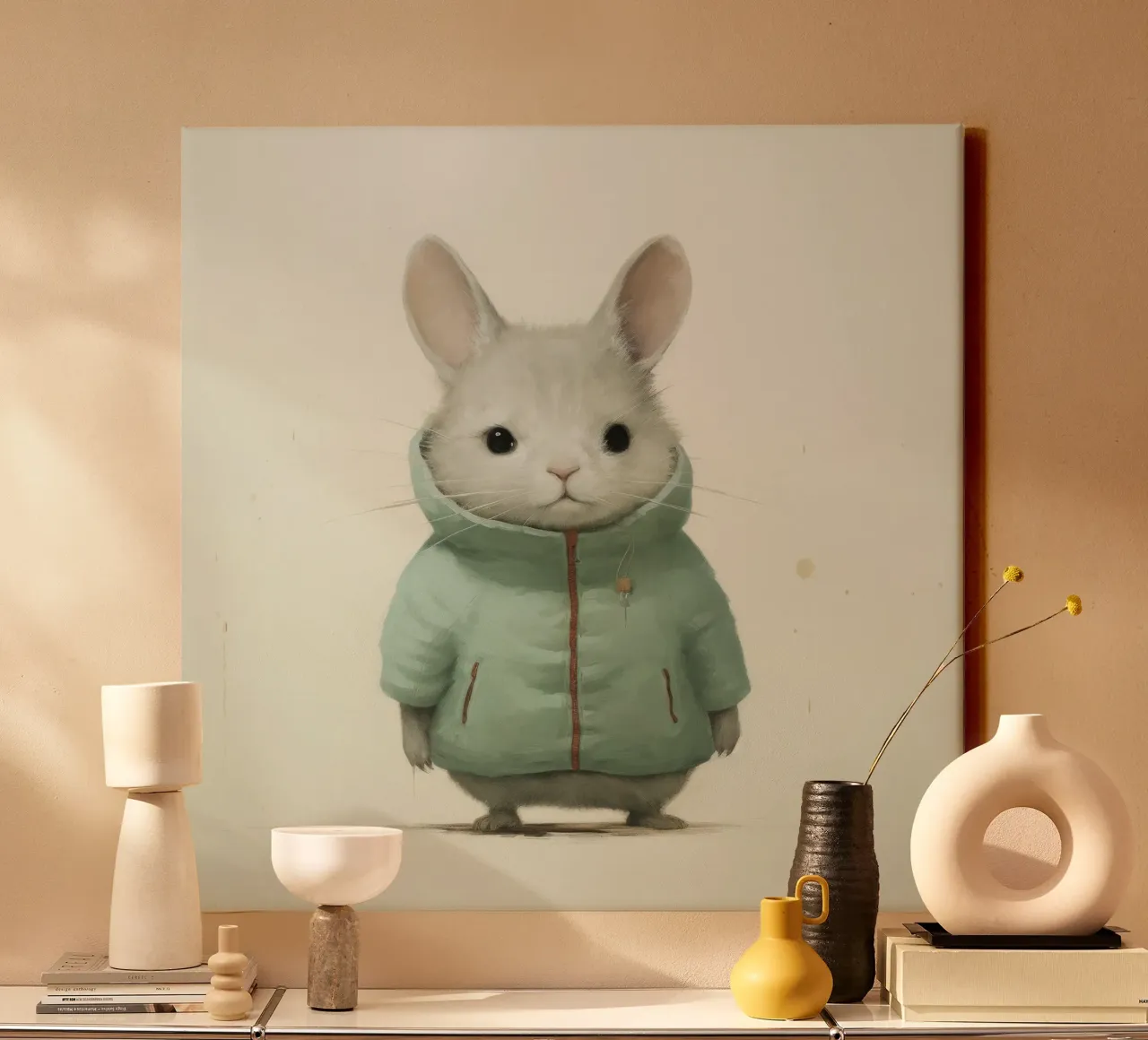 Cincillà minimo 2 tela con Cornice a cassetta da Minimal Animal Art