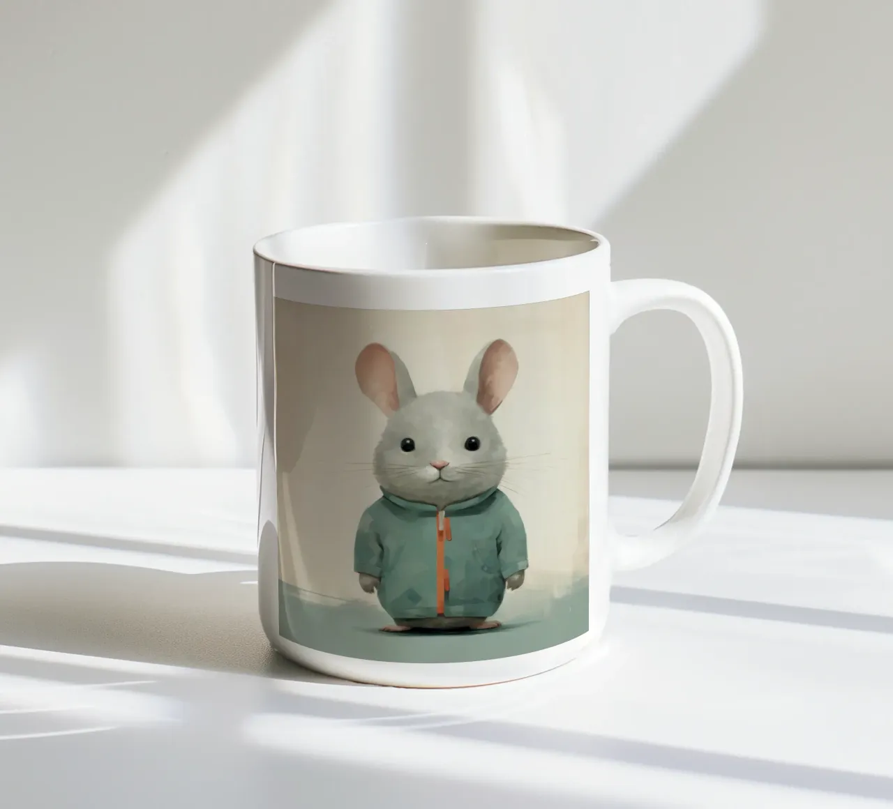 Minimale chinchilla 3 keramische mok van Minimal Animal Art