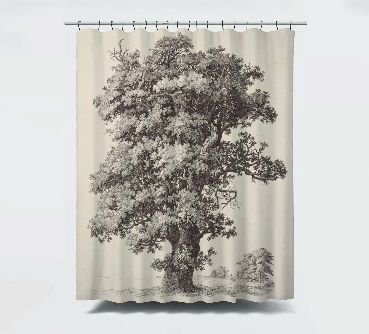 Tree Sketch - Black Oak tenda da doccia da apoloprints