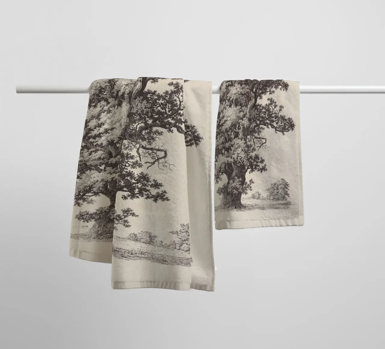Tree Sketch - Black Oak asciugamano da bagno da apoloprints