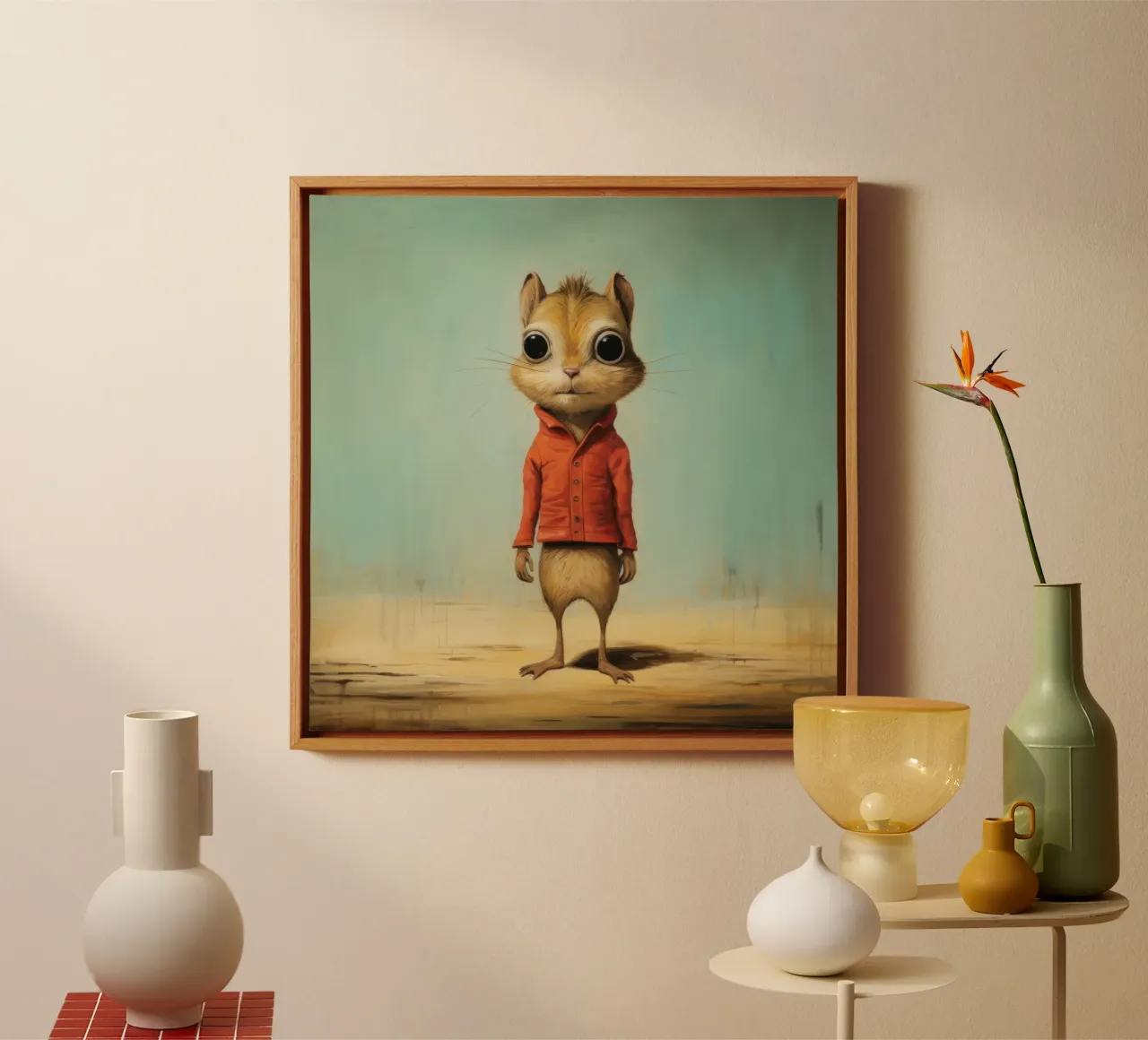 Minimal Chipmunk 2 tela con Cornice a cassetta da Minimal Animal Art