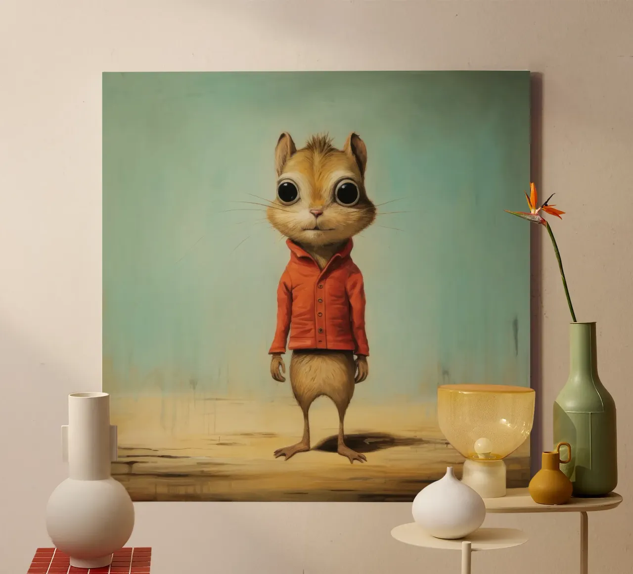 Minimal Chipmunk 2 tela con Cornice a cassetta da Minimal Animal Art