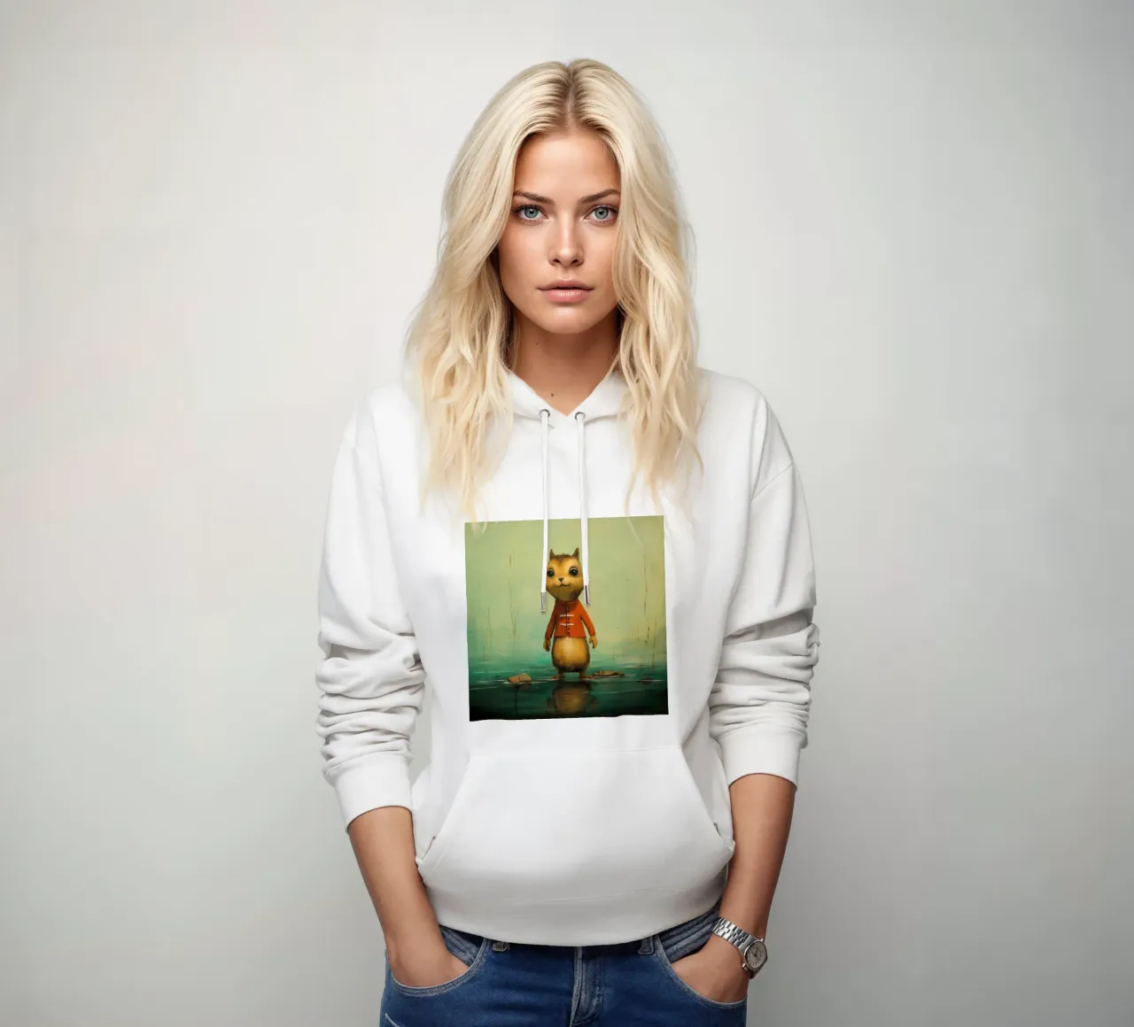 Minimal Chipmunk 3 felpa con cappuccio da Minimal Animal Art