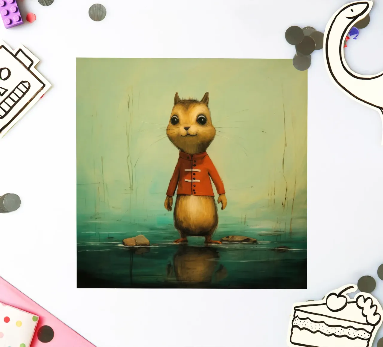Minimal Chipmunk 3 adesivo da Minimal Animal Art