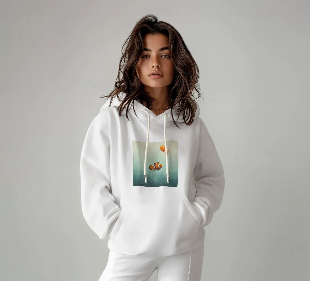 Pesce pagliaccio minimo 2 felpa con cappuccio da Minimal Animal Art