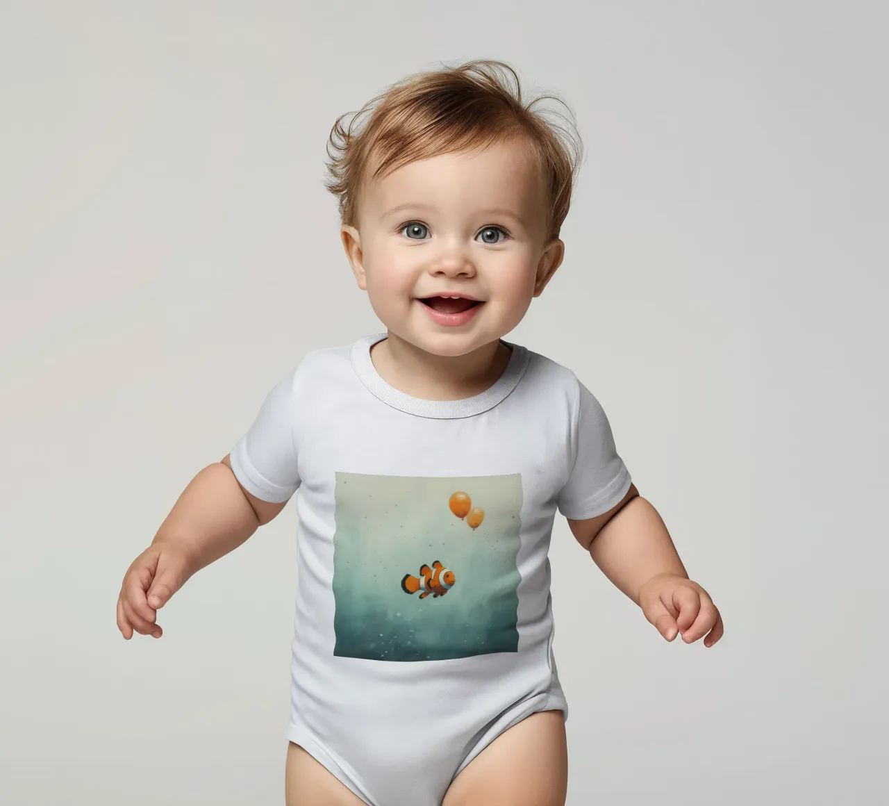 Pesce pagliaccio minimo 2 body neonato maniche corte da Minimal Animal Art